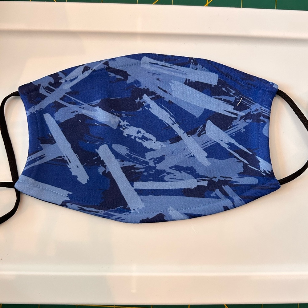 Blue abstract face covering mask